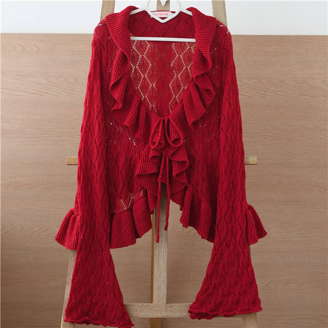 Mist Vintage Sweet Ruffles Knitted Cardigan