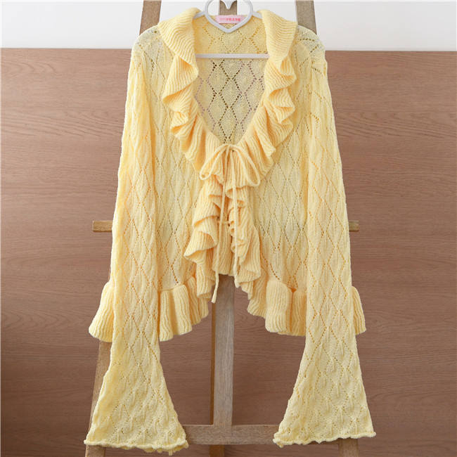 Mist Vintage Sweet Ruffles Knitted Cardigan