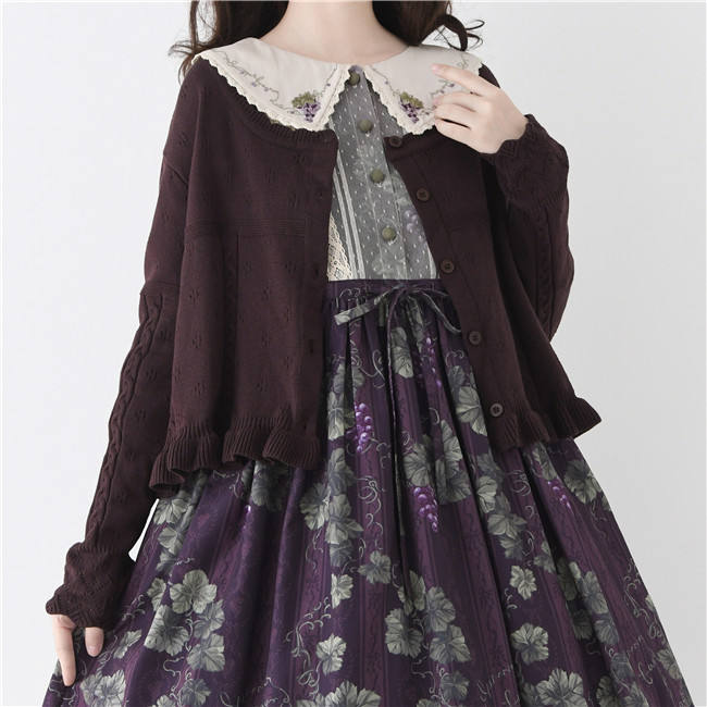 Mist Vintage Sweet Retro Round Neckline Knitted Cardigan