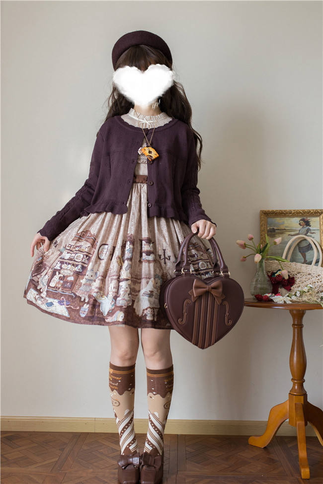 Mist Vintage Sweet Retro Round Neckline Knitted Cardigan