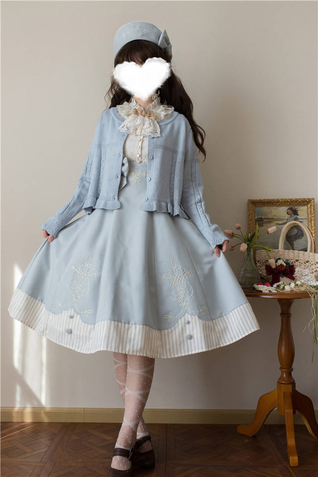 Mist Vintage Sweet Retro Round Neckline Knitted Cardigan