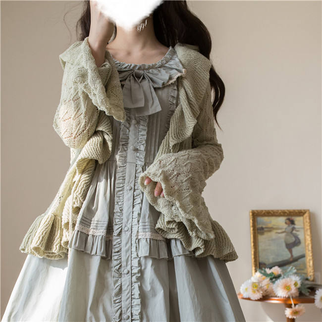 Mist Vintage Sweet Ruffles Knitted Cardigan