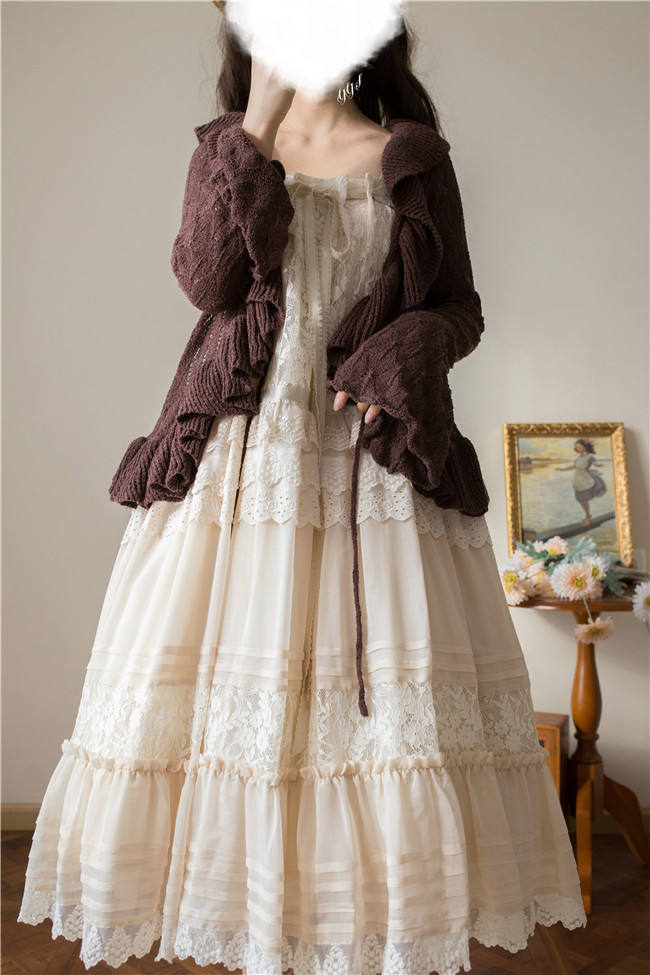 Mist Vintage Sweet Ruffles Knitted Cardigan