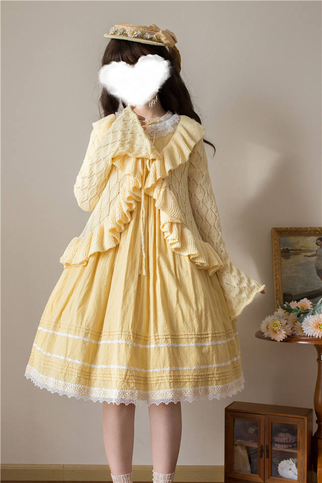 Mist Vintage Sweet Ruffles Knitted Cardigan