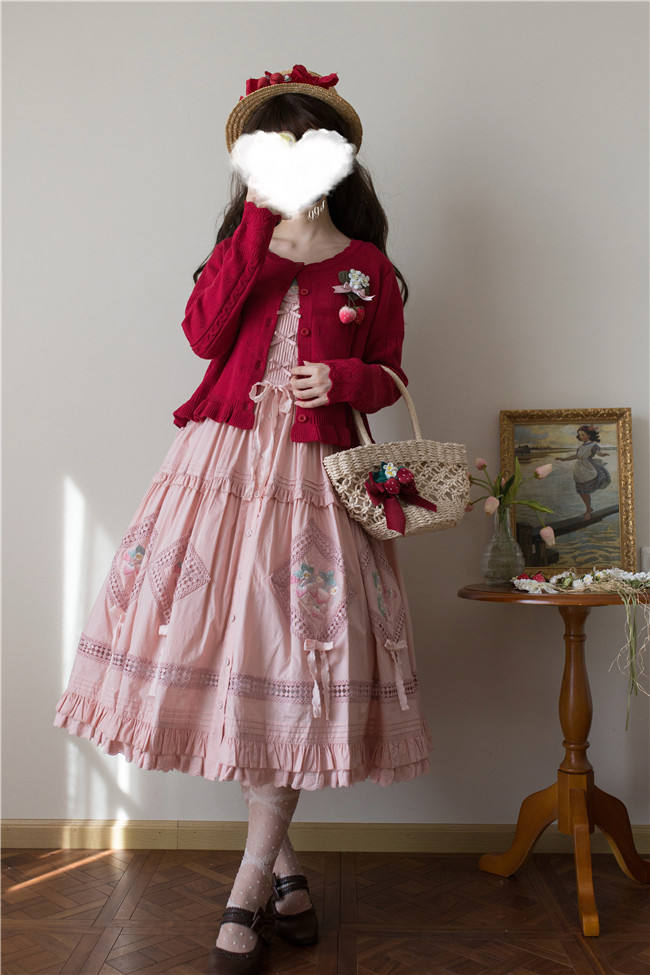 Mist Vintage Sweet Retro Round Neckline Knitted Cardigan