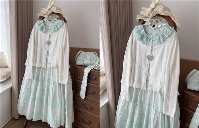 Mist Vintage Sweet Retro Round Neckline Knitted Cardigan