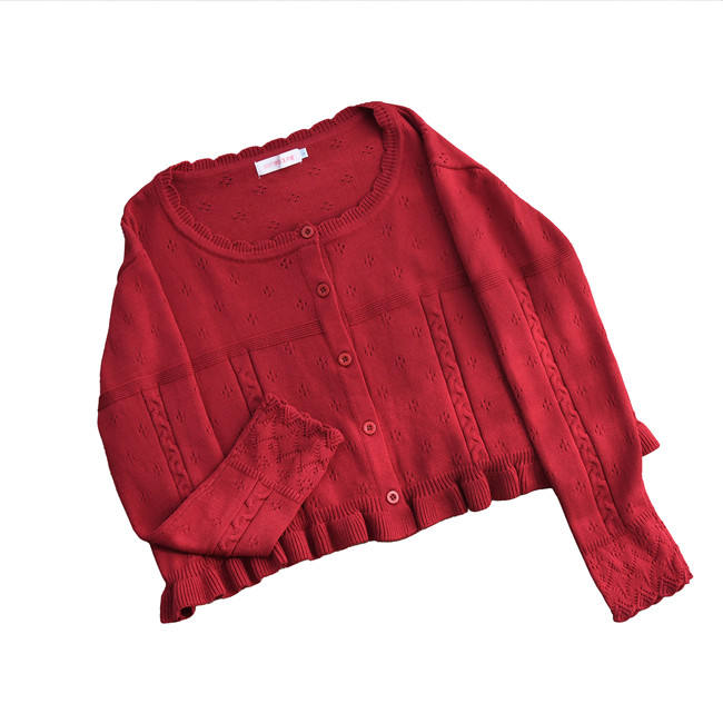 Mist Vintage Sweet Retro Round Neckline Knitted Cardigan