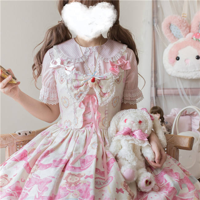 Mist Cat ear Plaid Shirt Sweet Lolita Blouse