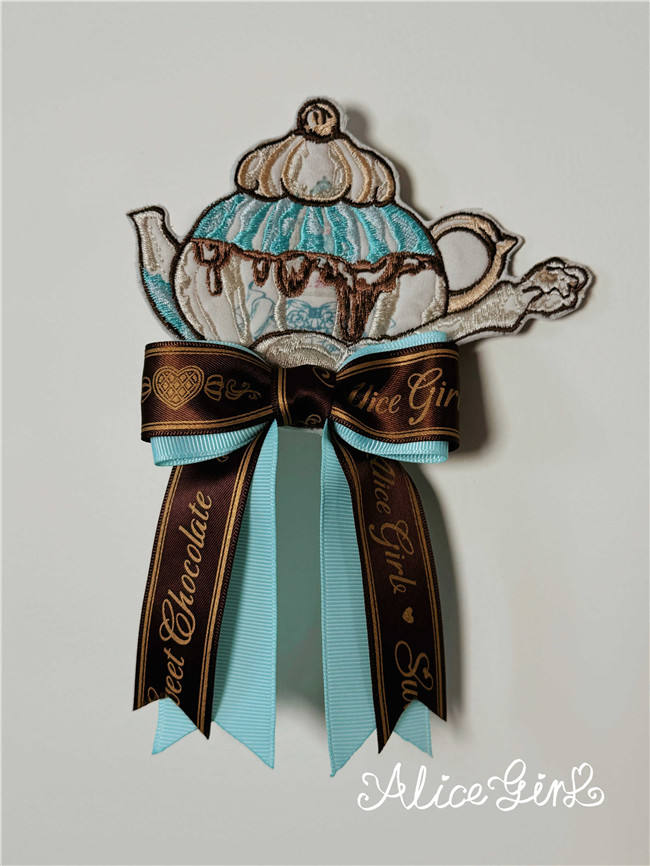 Alice Girl Chocolate Bear Sweet Lolita Headdress Badge Ribbon
