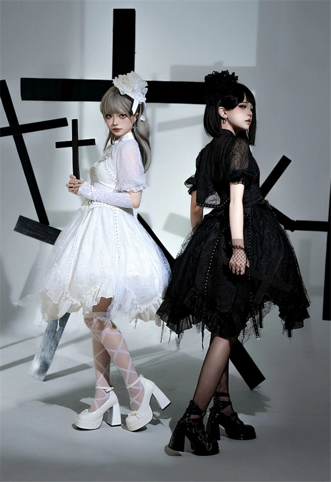 Lemon Honey Dark Gothic Shiro Kuro Lolita Dress and Coat