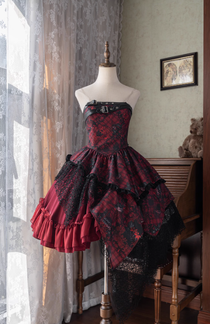 Ying Luo Fu Bloody Strawberry Dark Gothic Lolita Dress and Coat