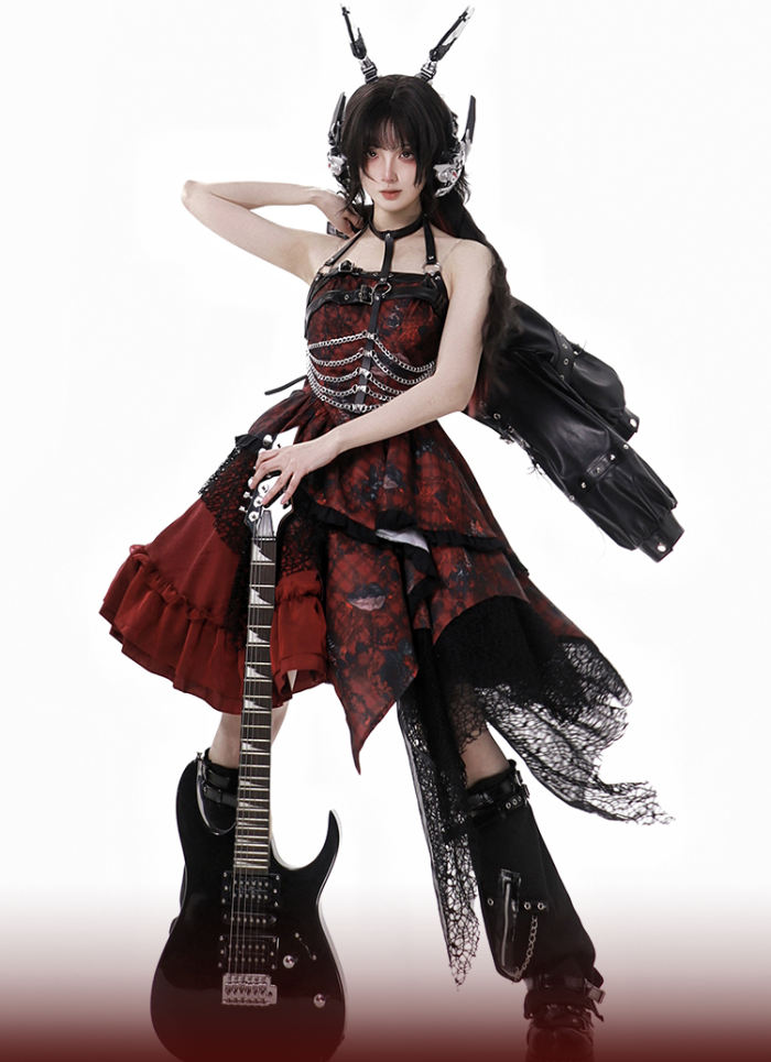 Ying Luo Fu Bloody Strawberry Dark Gothic Lolita Dress and Coat