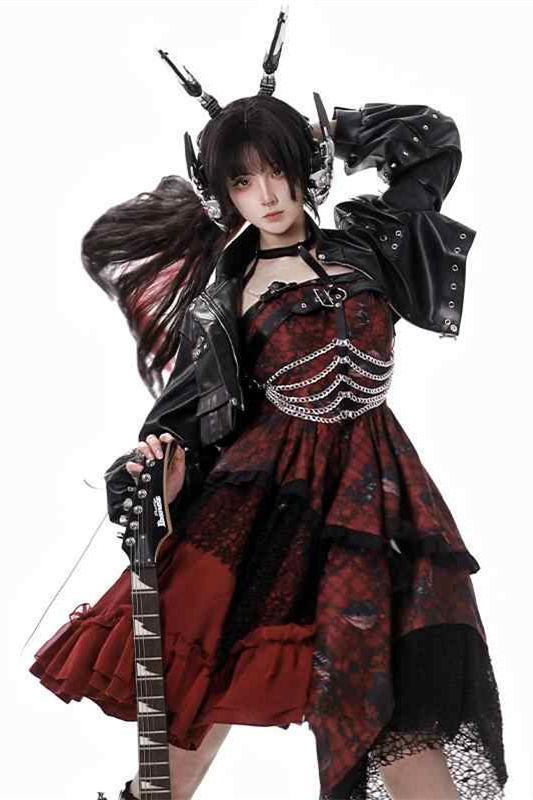 Ying Luo Fu Bloody Strawberry Dark Gothic Lolita Dress and Coat