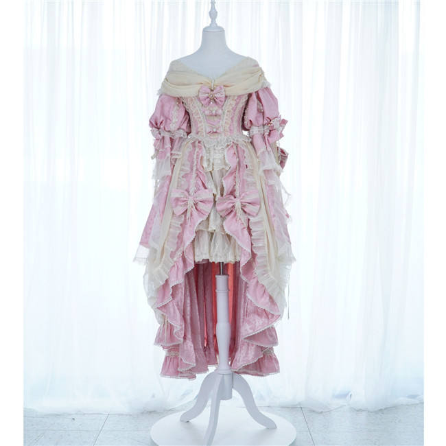 Catherine Heavy Ruffles Pink Hime Lolita Dress and Underskirt