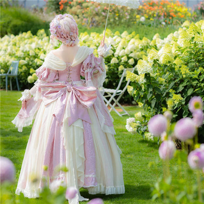 Catherine Heavy Ruffles Pink Hime Lolita Dress and Underskirt