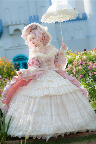 Catherine Heavy Ruffles Pink Hime Lolita Dress and Underskirt