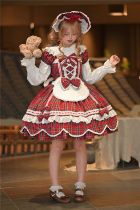 Petal Rabbit Retro Plaid Lolita Dress One Piece