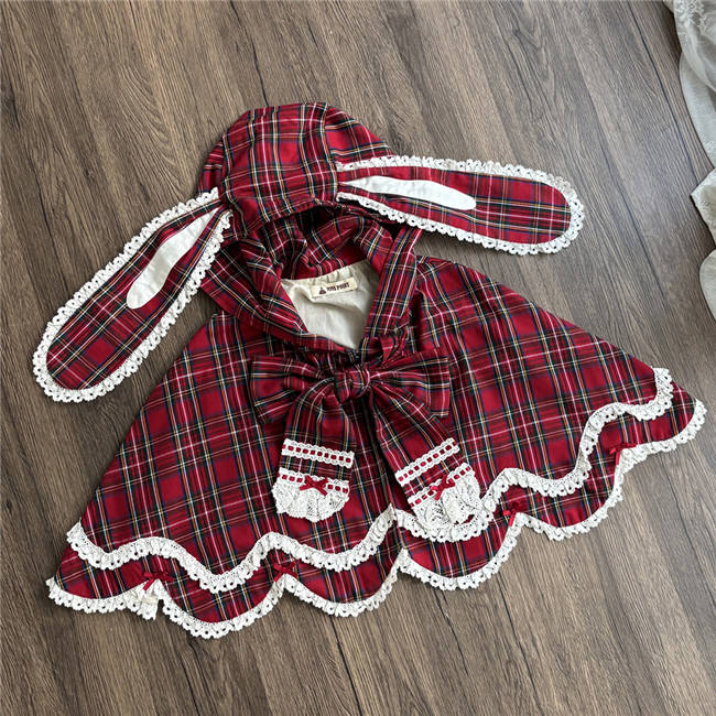 Miss Point Petal Rabbit Plaid Lolita Cape