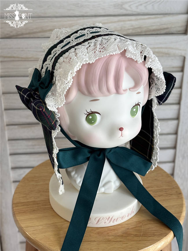 Miss Point Petal Rabbit Plaid Lolita Apron & Headdress
