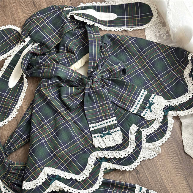 Miss Point Petal Rabbit Plaid Lolita Cape