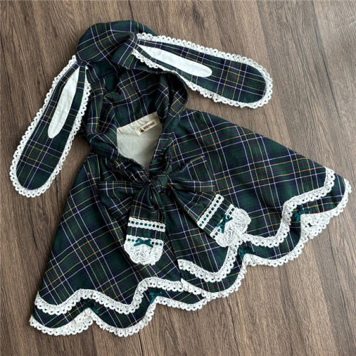 Miss Point Petal Rabbit Plaid Lolita Cape