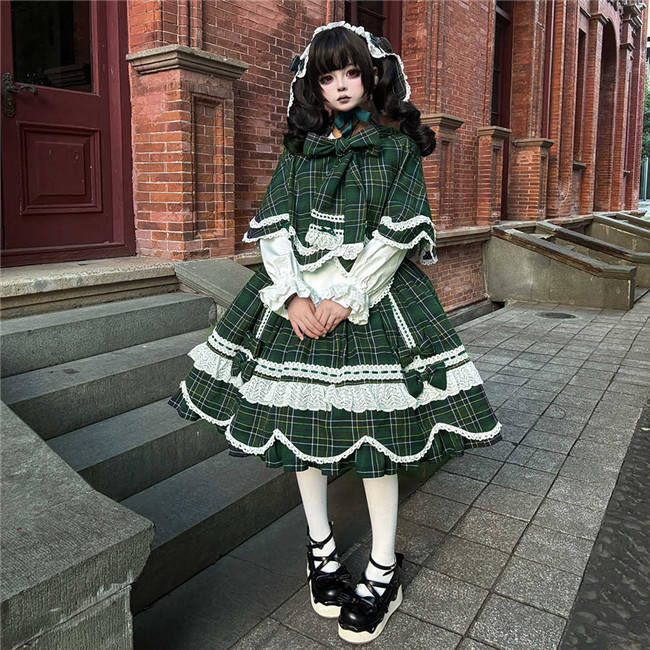 Miss Point Petal Rabbit Plaid Lolita Cape