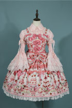 Antique Doll Strawberry Cake Sweet Lolita Dress, Blouse and Accessories
