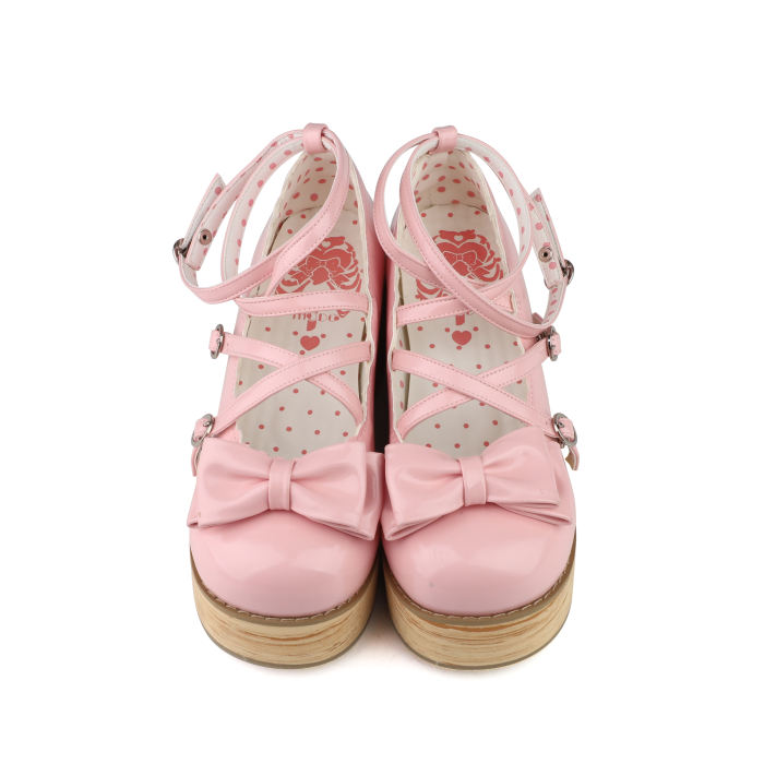 MODO Wood Grain High Platform Lolita Heels Shoes New Color