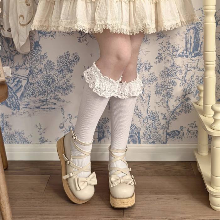 MODO Wood Grain High Platform Lolita Heels Shoes New Color