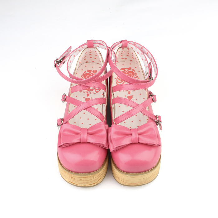 MODO Wood Grain High Platform Lolita Heels Shoes New Color