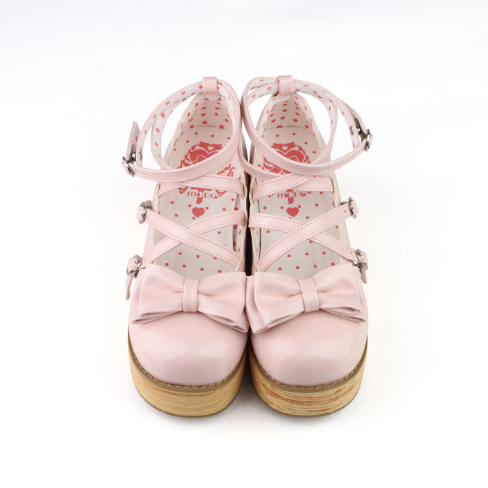 MODO Wood Grain High Platform Lolita Heels Shoes New Color