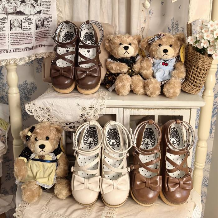 MODO Wood Grain High Platform Lolita Heels Shoes New Color