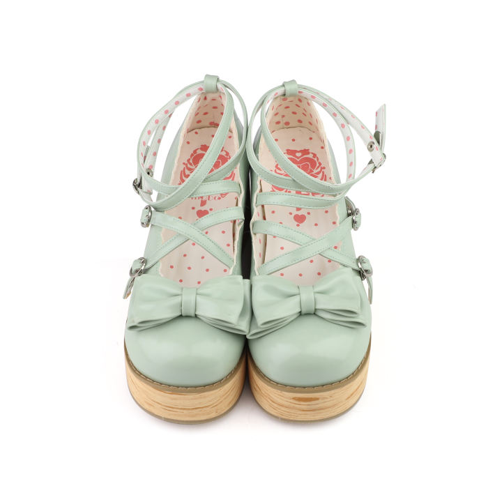 MODO Wood Grain High Platform Lolita Heels Shoes New Color