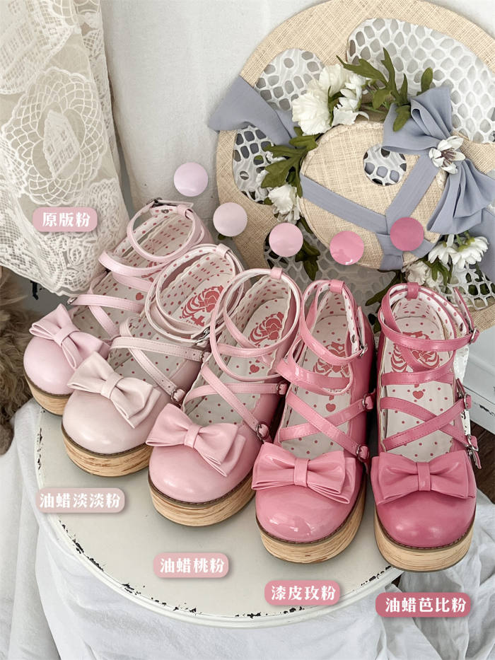 MODO Wood Grain High Platform Lolita Heels Shoes New Color