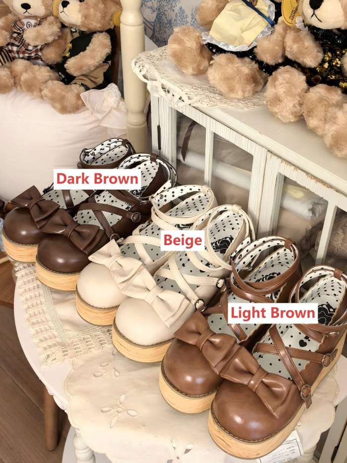 MODO Wood Grain High Platform Lolita Heels Shoes New Color