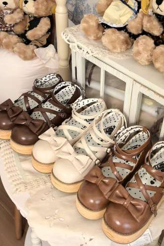 MODO Wood Grain High Platform Lolita Heels Shoes New Color