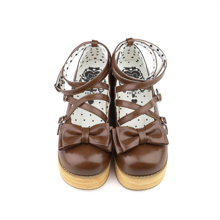 MODO Wood Grain High Platform Lolita Heels Shoes New Color