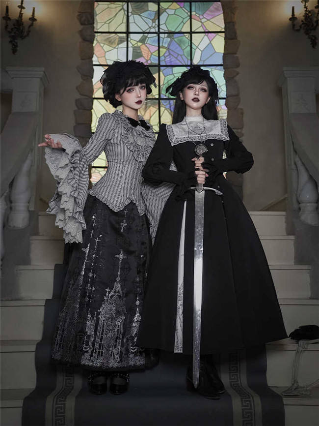 Withpuji Crow Crying at Night Hanfu Qi Gothic Lolita Dress Set