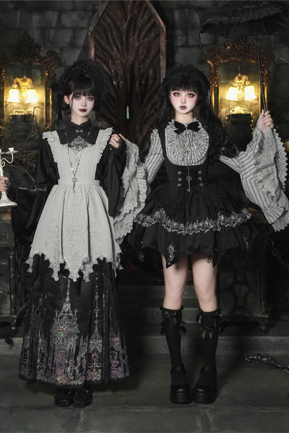 Withpuji Crow Crying at Night Hanfu Qi Gothic Lolita Dress Set