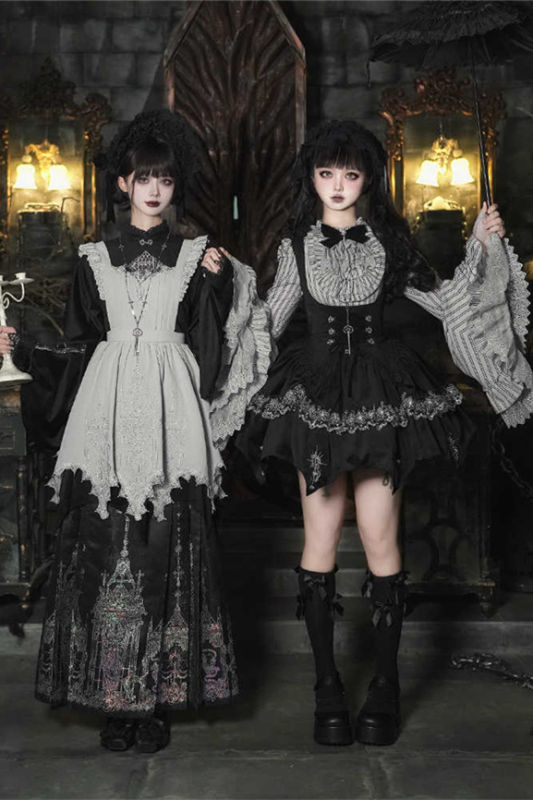 Withpuji Crow Crying at Night Hanfu Qi Gothic Lolita Dress Set