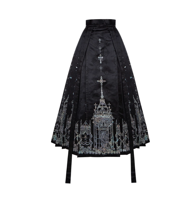 Withpuji Crow Crying at Night Hanfu Qi Gothic Lolita Dress Set