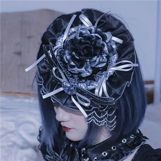Metallic Angel Silver and Black Skirt and Top Lolita Accessories