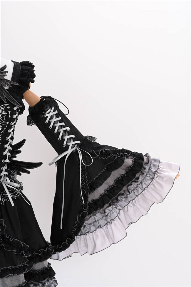 Metallic Angel Silver and Black Skirt and Top Lolita Accessories