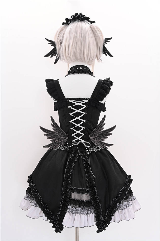 Metallic Angel Silver and Black Skirt and Top Lolita Accessories