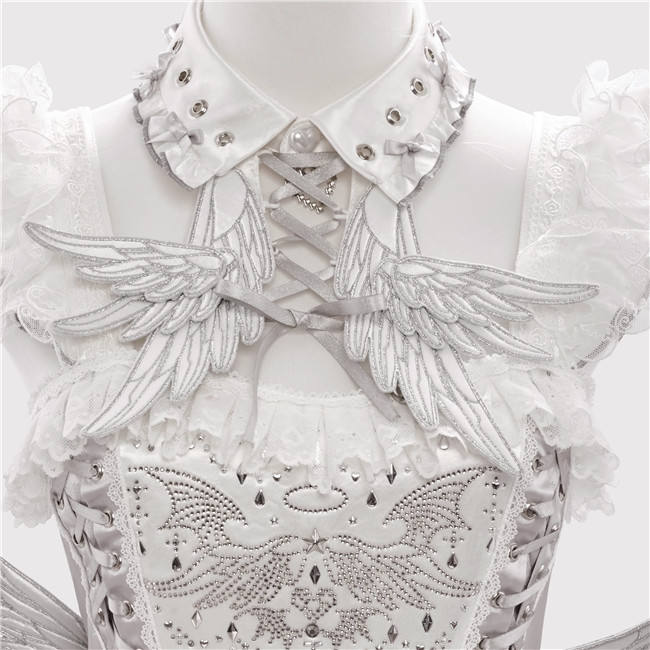 Metallic Angel Silver and Black Skirt and Top Lolita Accessories