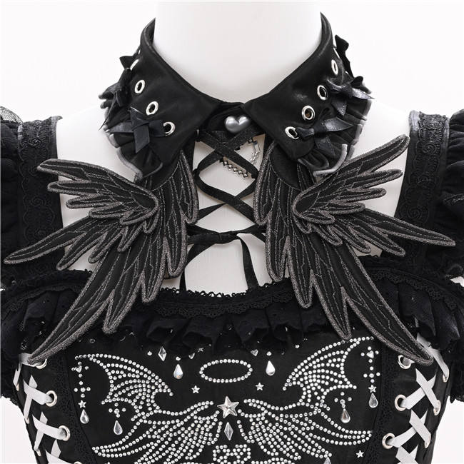 Metallic Angel Silver and Black Skirt and Top Lolita Accessories