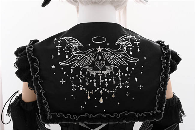 Metallic Angel Silver and Black Skirt and Top Lolita Accessories