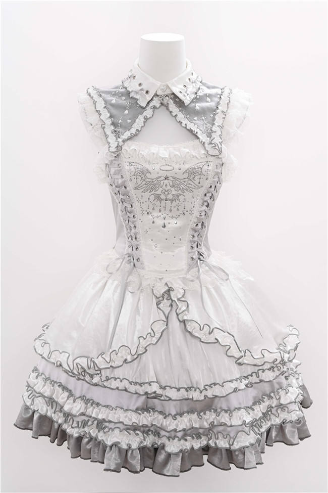 Metallic Angel Silver and Black Skirt and Top Lolita Accessories