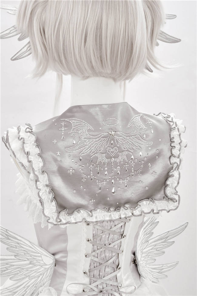 Metallic Angel Silver and Black Skirt and Top Lolita Accessories