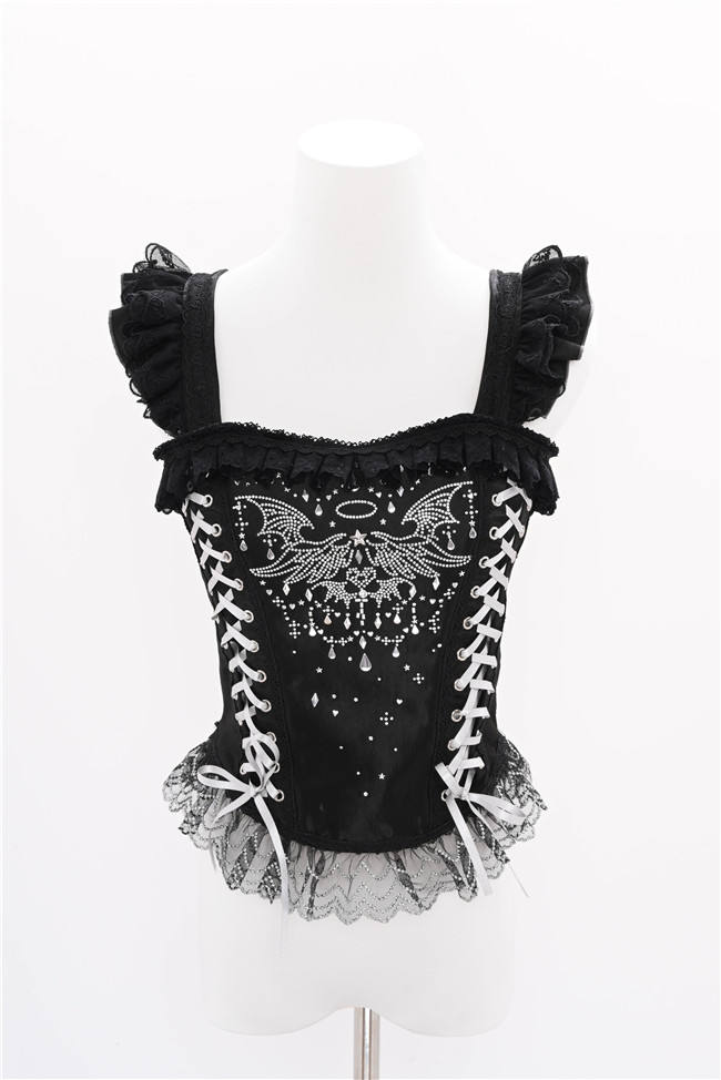 Metallic Angel Silver and Black Skirt and Top Lolita Accessories
